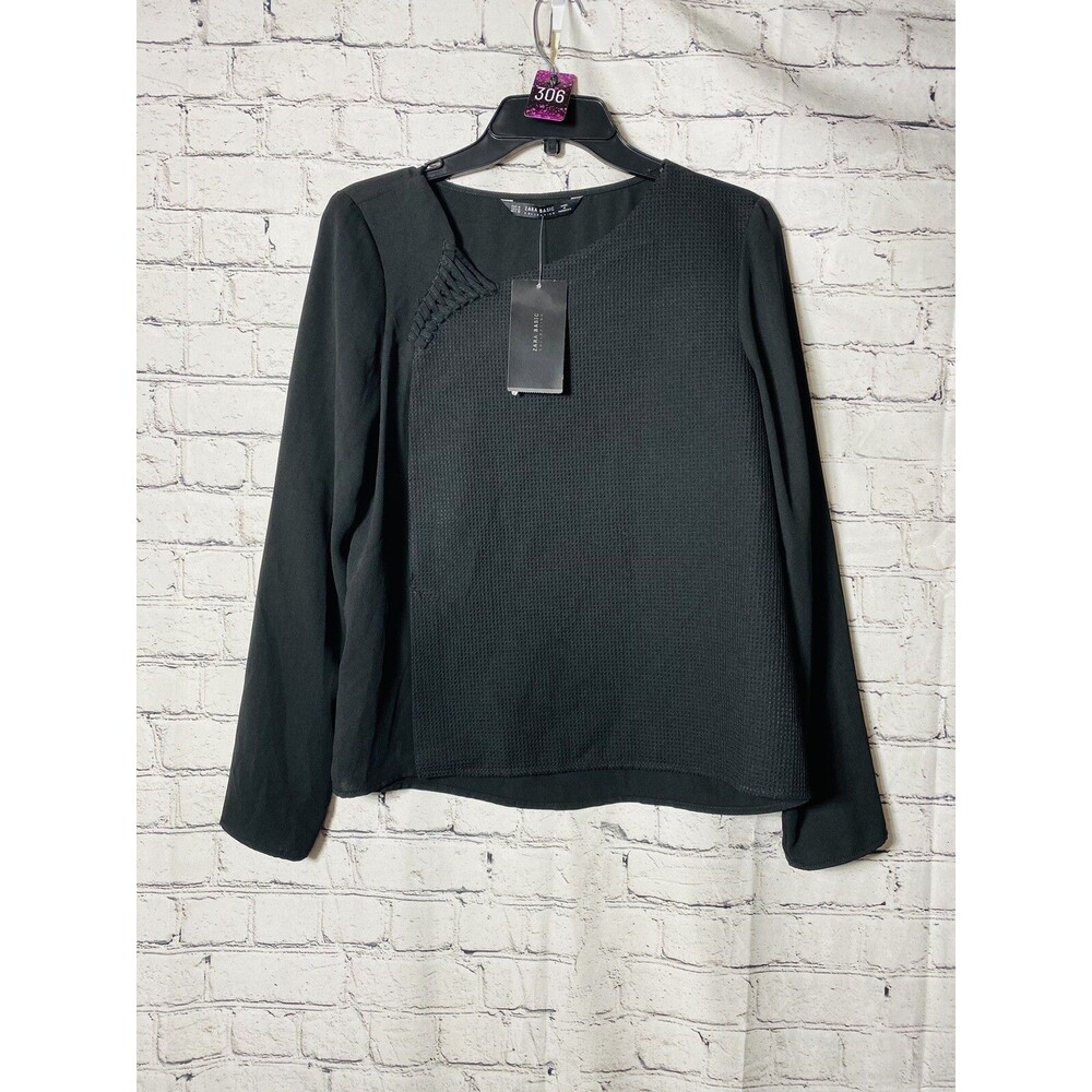 Zara Basic Collections Women’s Long Sleeve, Black Blouse Size Medium New